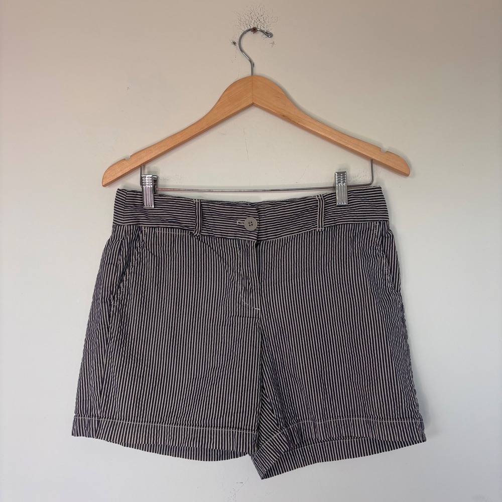 Loft Railroad Stripe Shorts Blue White Size 2‎ Preppy Nautical